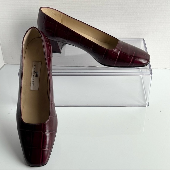 Etienne Aigner Burgundy Heels Classic Sophisticated Design Size 10W - Picture 7 of 10